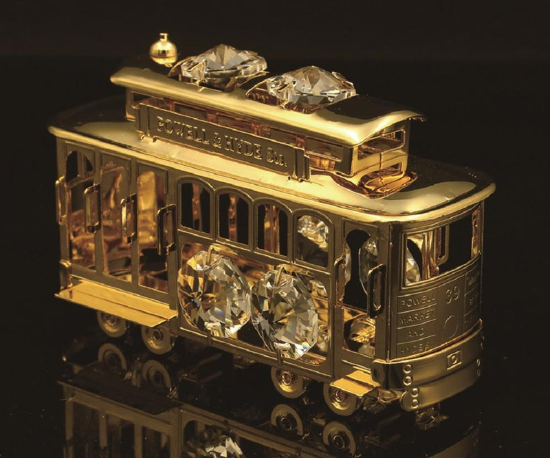 24K gold plated cable car with Swarovski crystal