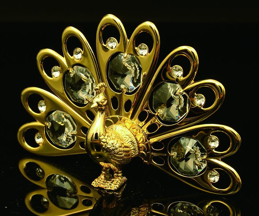 24K vergoldeter Pfau mit Swarovski-Kristallelement