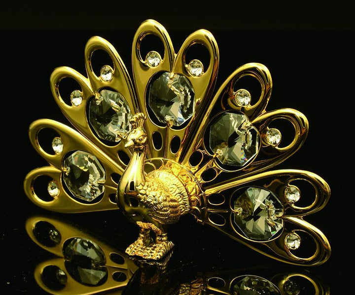 24K vergoldeter Pfau mit Swarovski-Kristallelement
