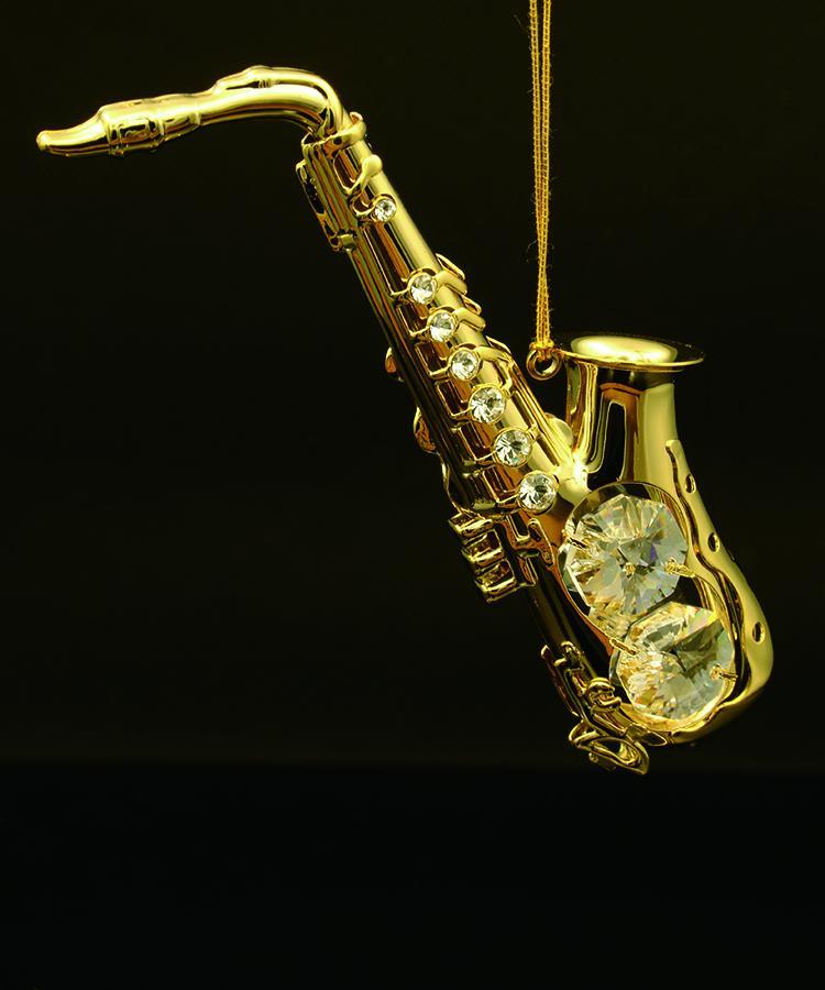 24K vergoldetes Saxophon mit Swarovski-Kristall