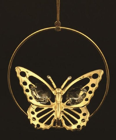 24K gold plated butterfly with Swarovski crystal