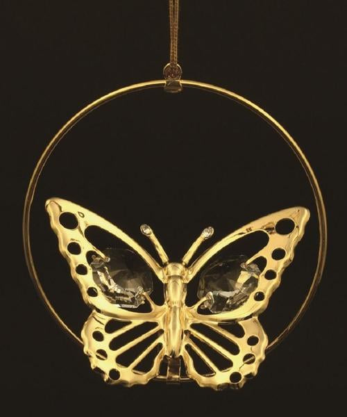 24K gold plated butterfly with Swarovski crystal