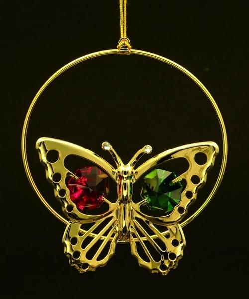 24K vergoldeter Schmetterling mit Swarovski-Kristall
