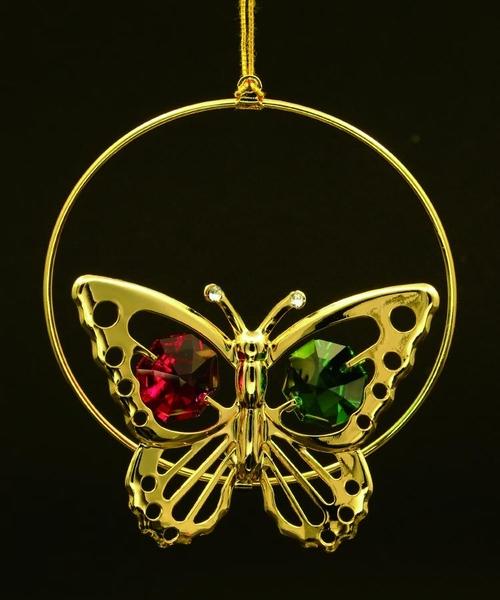 24K gold plated butterfly with Swarovski crystal