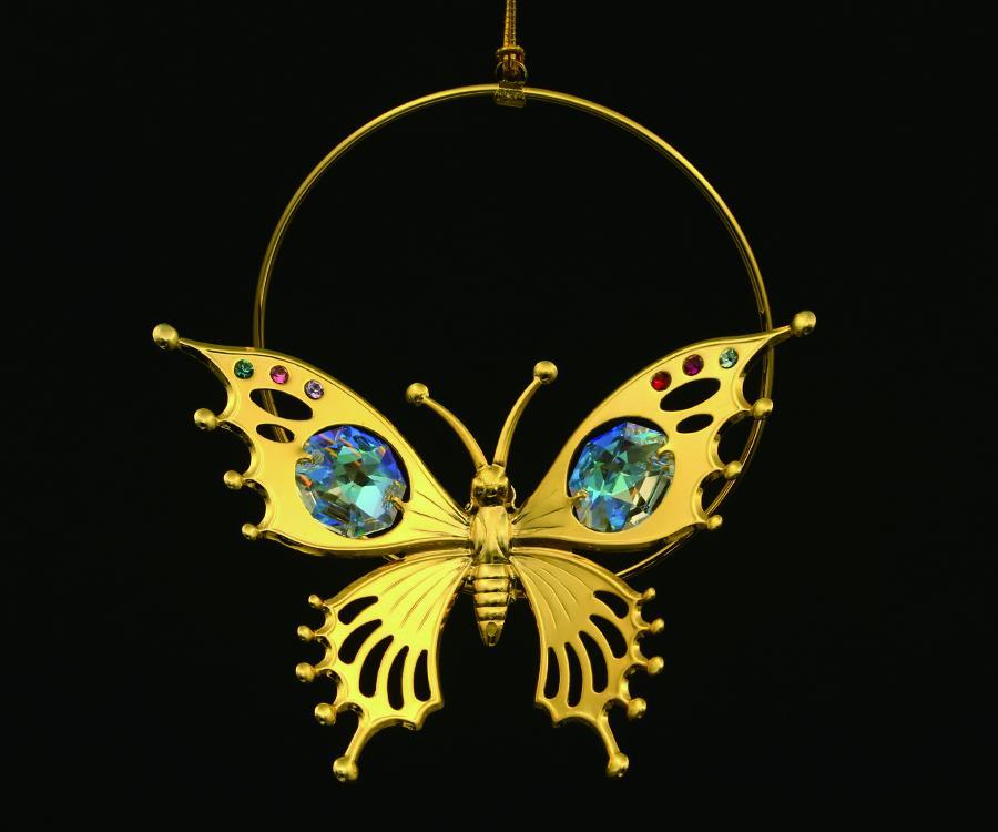 24K vergoldeter 3-in-1-Schmetterling mit Aurora