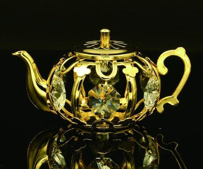 24K gold/silver plated teapot with Swarovski crystal element