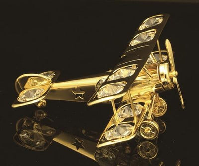 24K gold/silver plated biplane with Swarovski