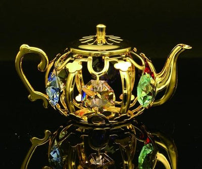 24K gold/silver plated teapot with Swarovski crystal element