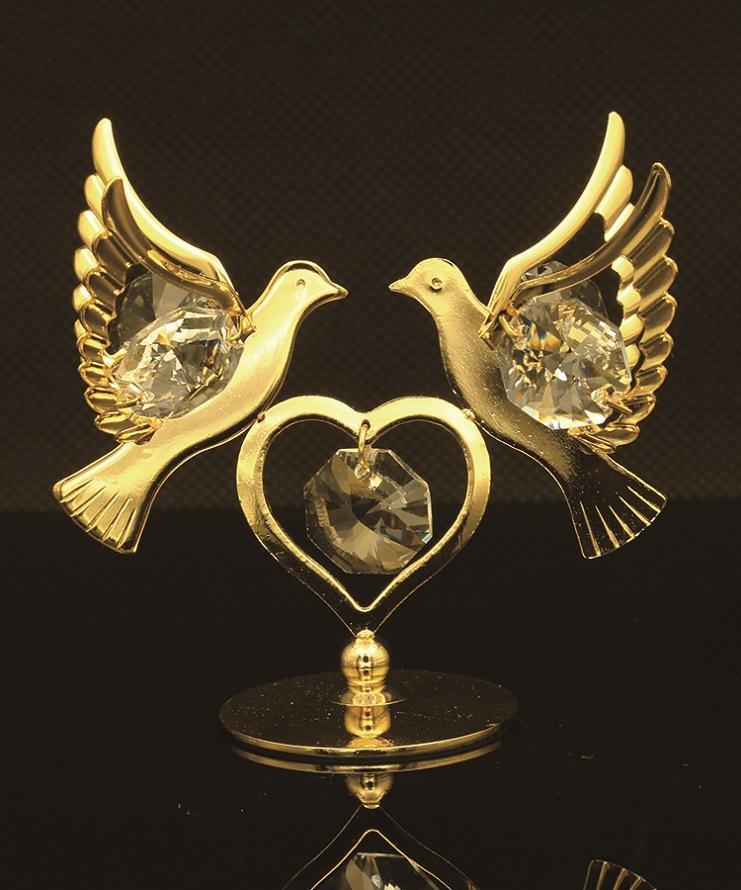 24 Karat vergoldete/versilberte Liebestauben mit Swarovski-Kristallelement