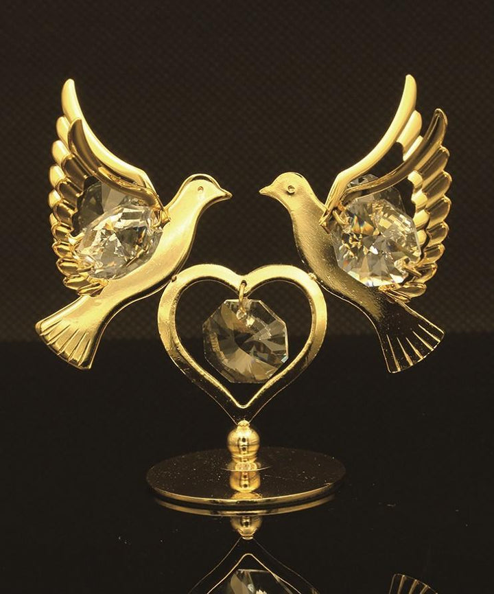 24 Karat vergoldete/versilberte Liebestauben mit Swarovski-Kristallelement