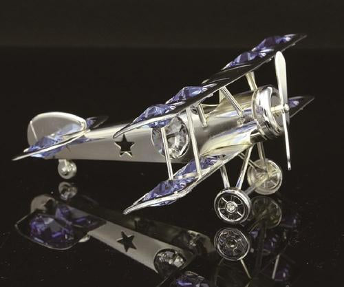 24K gold/silver plated biplane with Swarovski