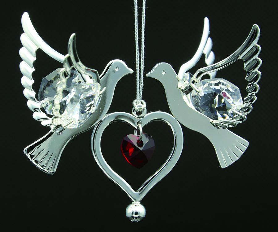 24 Karat vergoldete/versilberte Liebestauben mit Swarovski-Kristallelement