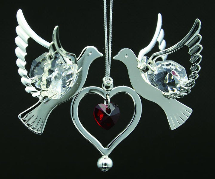 24 Karat vergoldete/versilberte Liebestauben mit Swarovski-Kristallelement