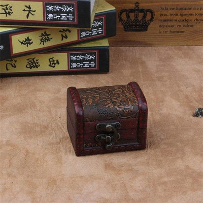 Retro Small Wood Lock Box Storage Jewelry Bracelet