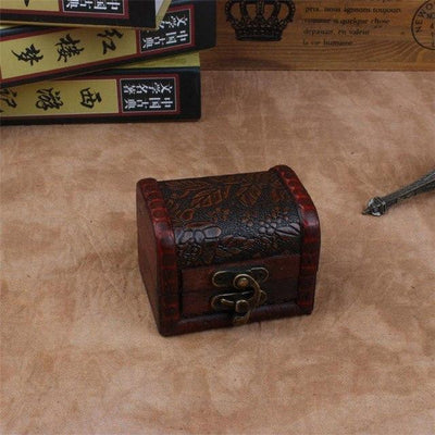 Retro Small Wood Lock Box Storage Jewelry Bracelet