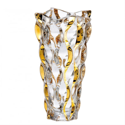 Golden crystal glass vase & bowl set