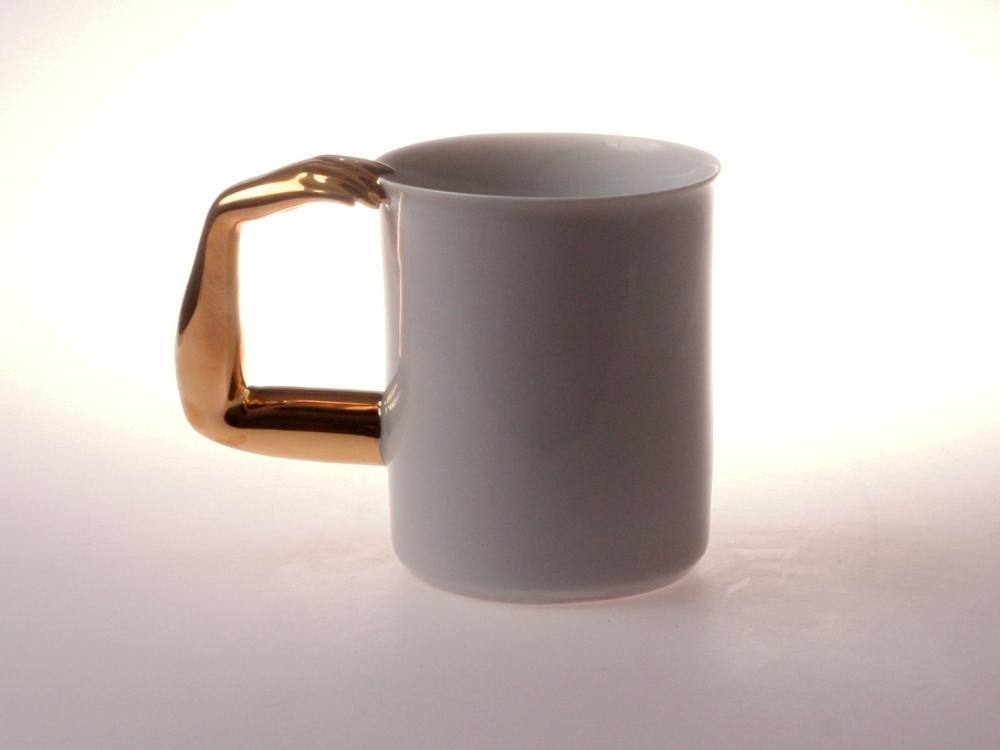 Porzellantasse im Retro-Stil 'GOLDENE HAND II.' l 12 Unzen