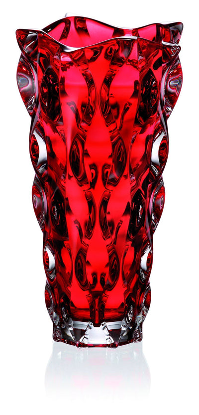 Red crystal glass vase & bowl set