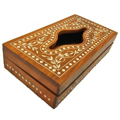 Sheesham Wood and Inlay Work Boho Style Custom Tissue Box