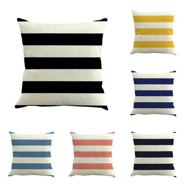 Stripe Painting Linen Cushion Cover Throw Pillow