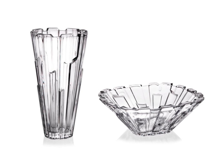 Set aus Vase und Schüssel aus Kristallglas