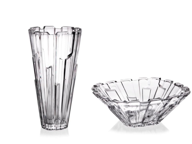 Crystal glass vase & bowl set