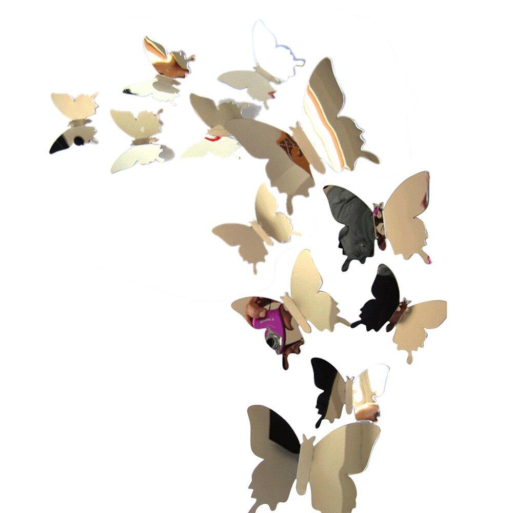 Wandaufkleber, Aufkleber, Schmetterlinge, 3D-Spiegel-Wandkunst