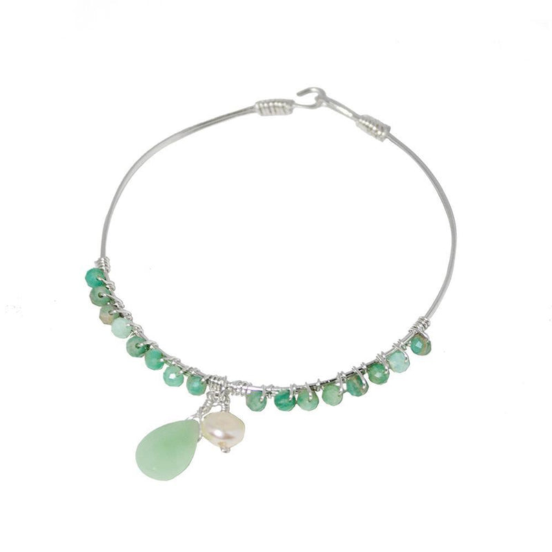 Amazonite Wrap Sterling Silver Bangle Bracelet