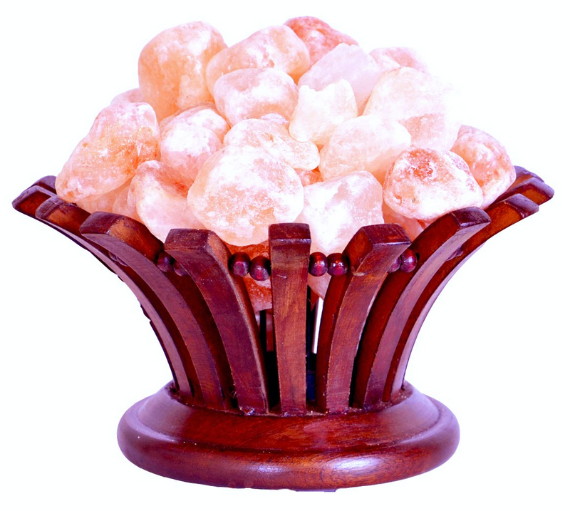 Salt Lamp in Rosewood Flower Shape Basket