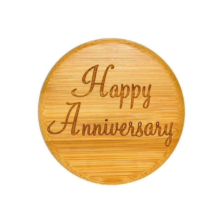 YaYgiftjar – Glas + „Happy Anniversary“-Bambusdeckel