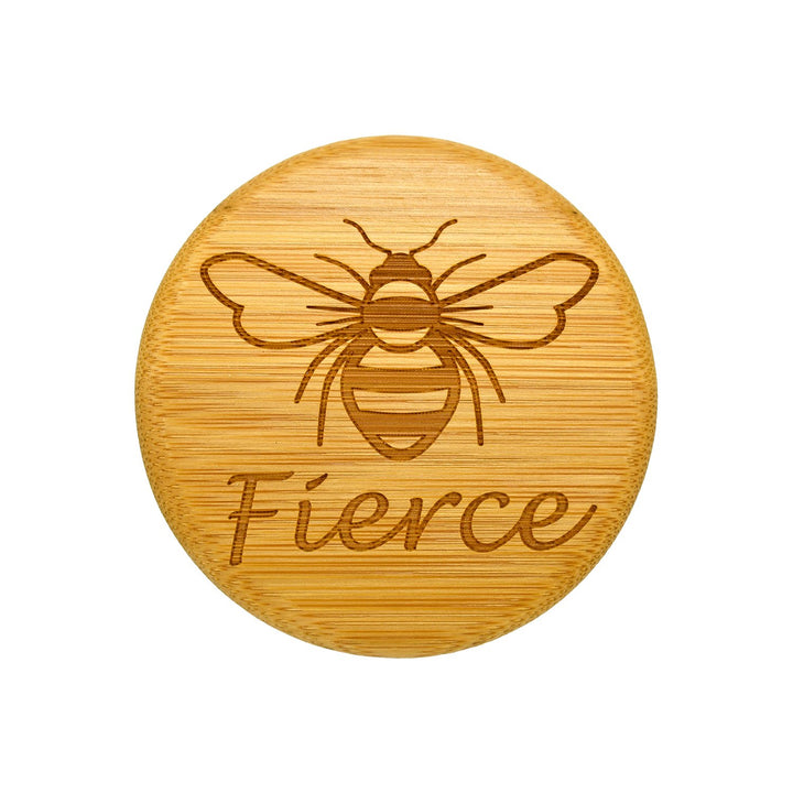 YaYgiftjar – Glas + Bambusdeckel „Be Fierce“.