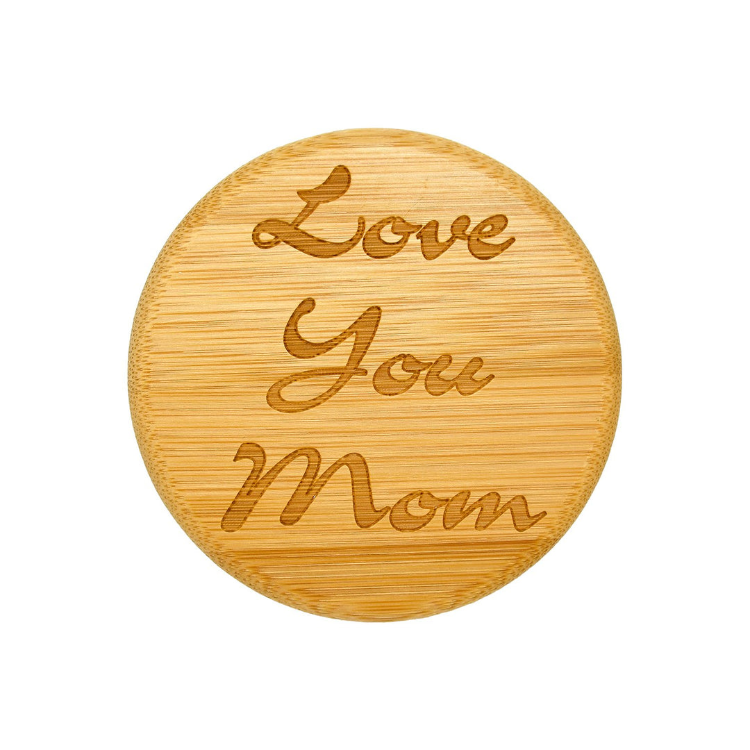 YaYgiftjar – Glas + „Love You Mom“-Bambusdeckel