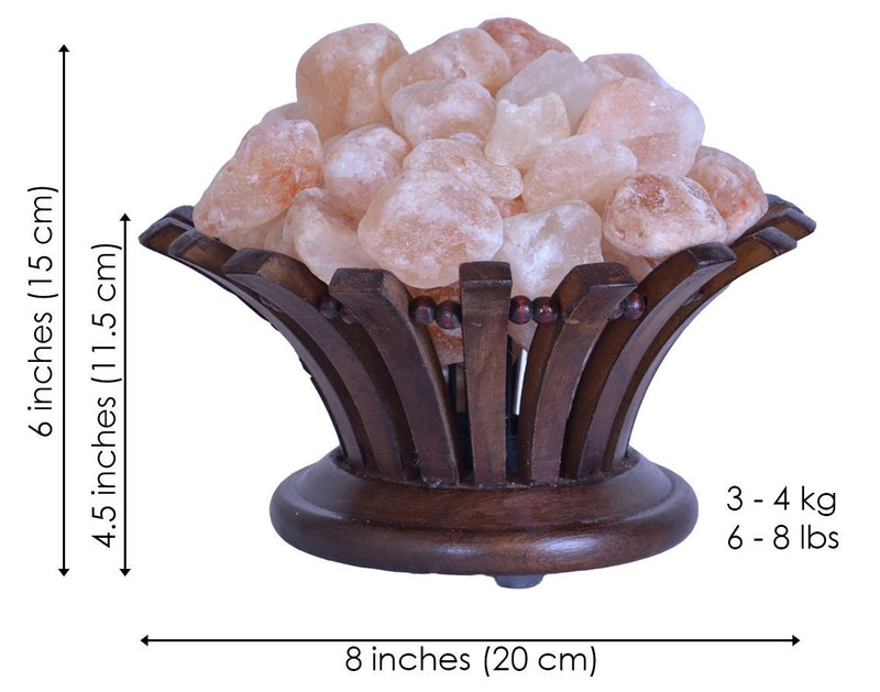 Salt Lamp in Rosewood Flower Shape Basket