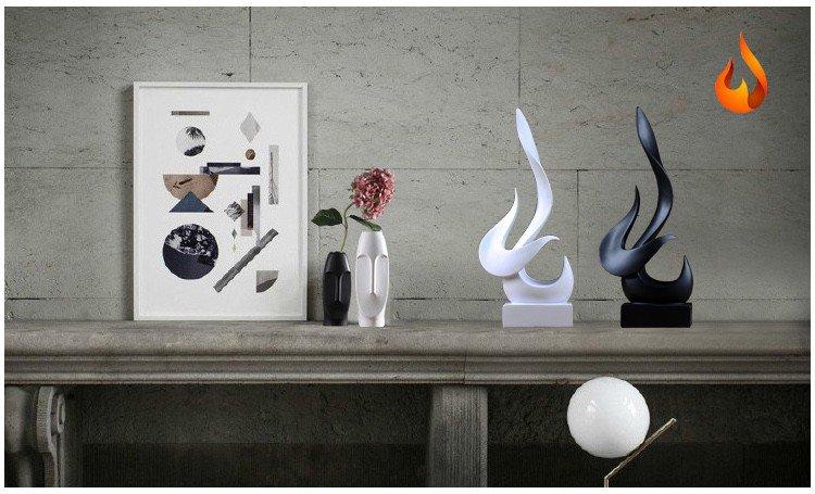 Moderne Flammenskulptur aus Kunstharz, modisches Wohnzimmer