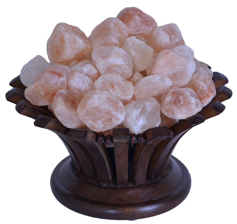 Salt Lamp in Rosewood Flower Shape Basket