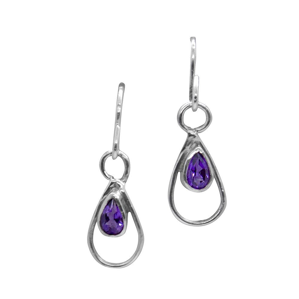 Amethyst-Tropfen-Ohrringe aus Sterlingsilber
