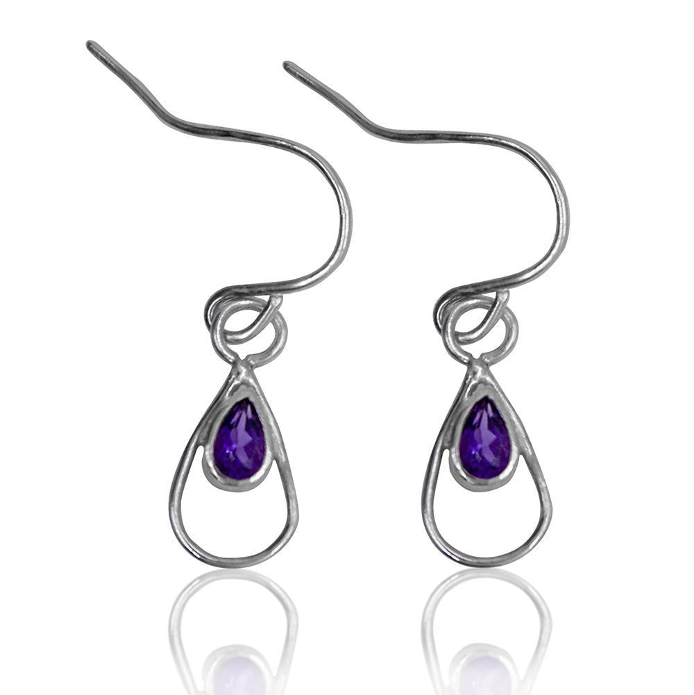 Amethyst-Tropfen-Ohrringe aus Sterlingsilber