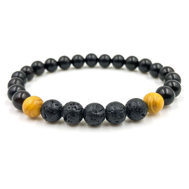 Lava Rock, Yellow Sandalwood, & Blackwood Beaded Bracelet