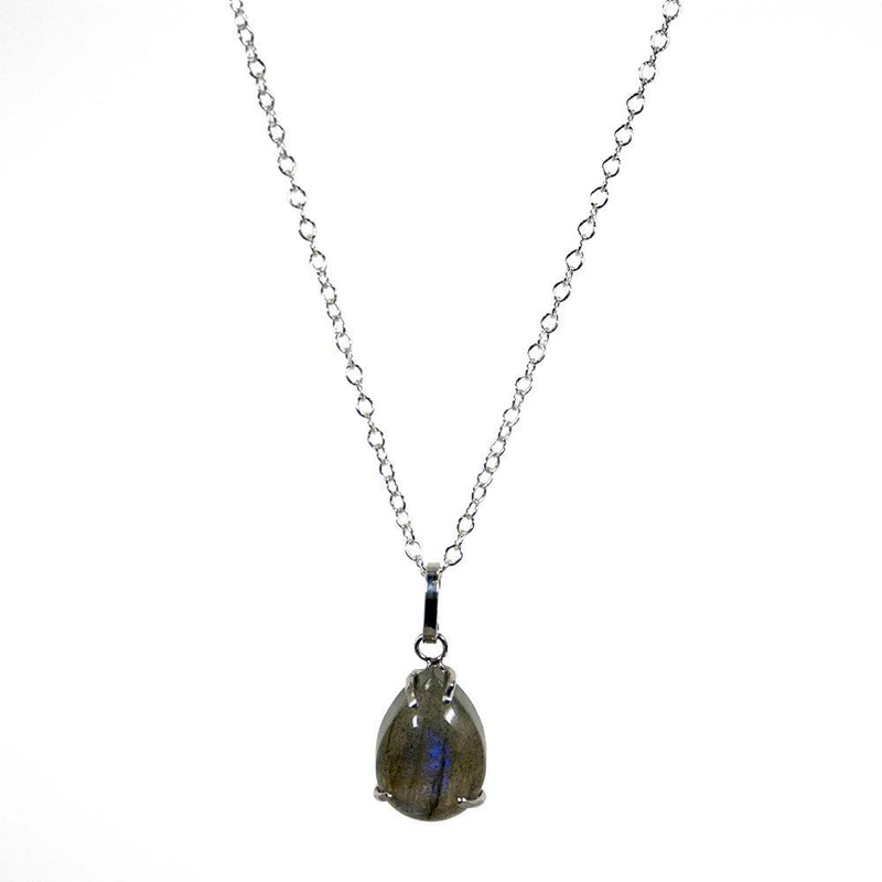 Labradorite Teardrop Pendant Sterling Silver Necklace