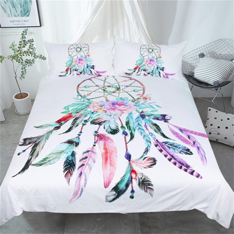 Dreamcatcher Bedding Set Queen Beautiful Feathers