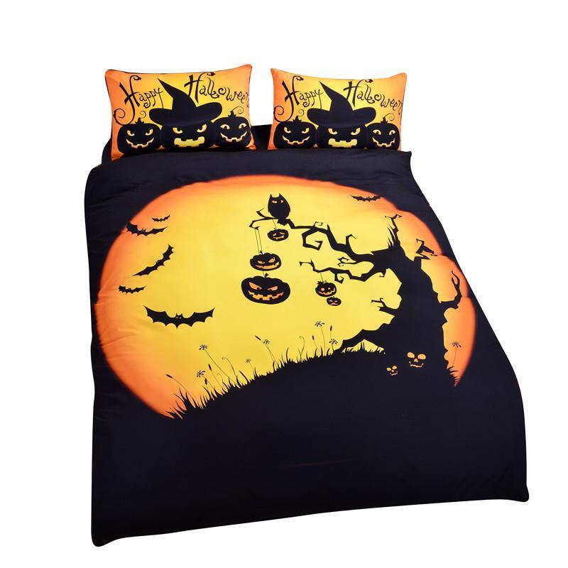 Happy Halloween Tree Kids Bedding Set Bat Pumpkin