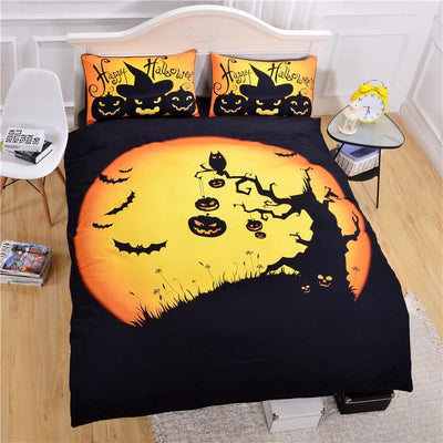 Happy Halloween Tree Kids Bedding Set Bat Pumpkin