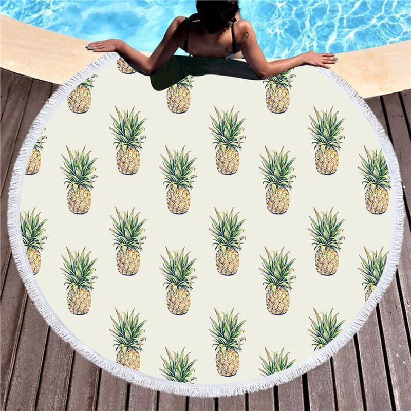 Pineapple Round Beach Towel Fruit Printed Large