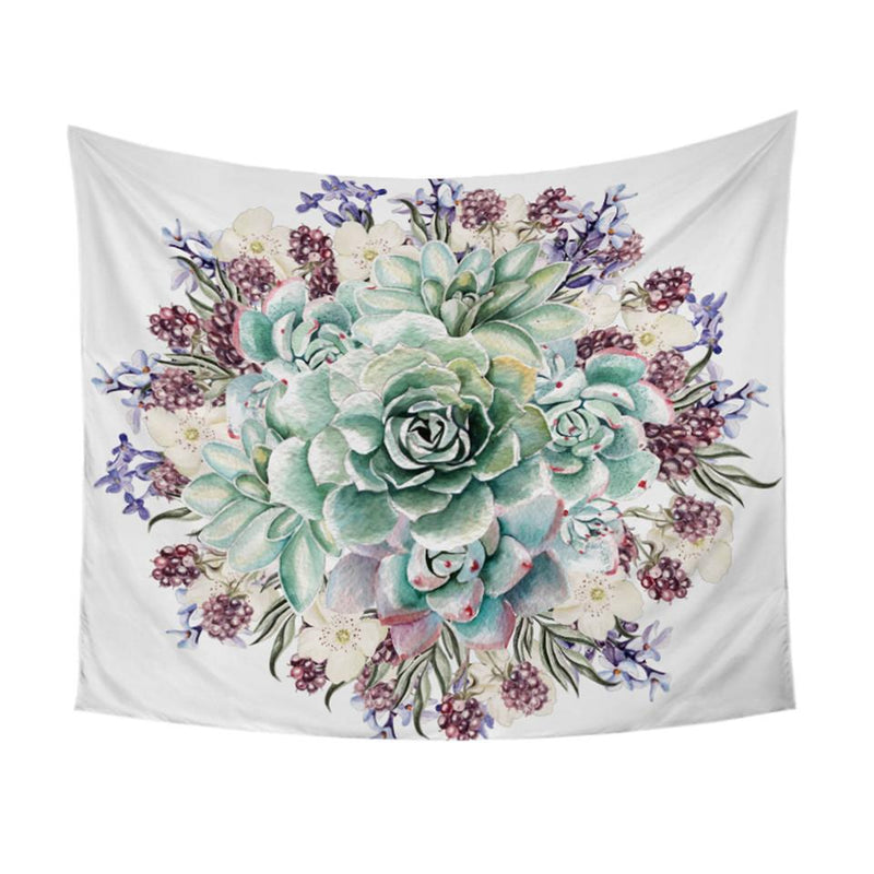 Green Succulents 3D Tapestry Flower Plant Printed