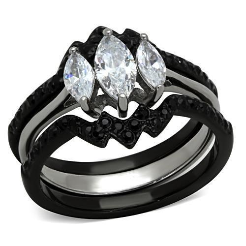 TK1347 Zweifarbiger IP-Schwarz-Edelstahlring mit